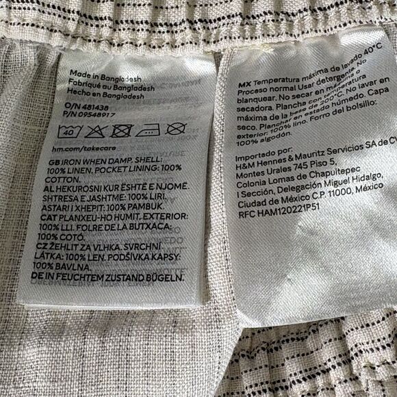 H&M 100% Linen Womens Small Straight Leg Comfort Pull On Stripe Trouser Pants - Picture 8 of 8